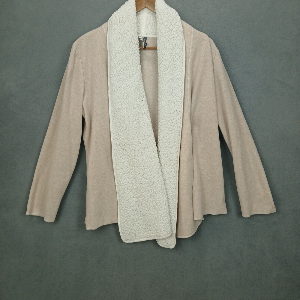 Jaclyn Intimates Cardigan Sweater Womens XL Pale Pink Sherpa Lined Open Front